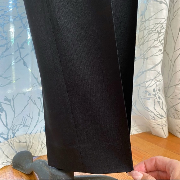 THE KOOPLES BLACK VELVET TRIM WAISTBAND SLIM FIT LIGHTWEIGHT WOOL DRESS PANTS - Picture 6 of 13